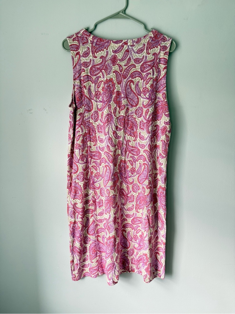J. Jill Sleeveless Paisley Sunmer Dress Pattern Boho Cotton Pink Purple Size M - Picture 8 of 10